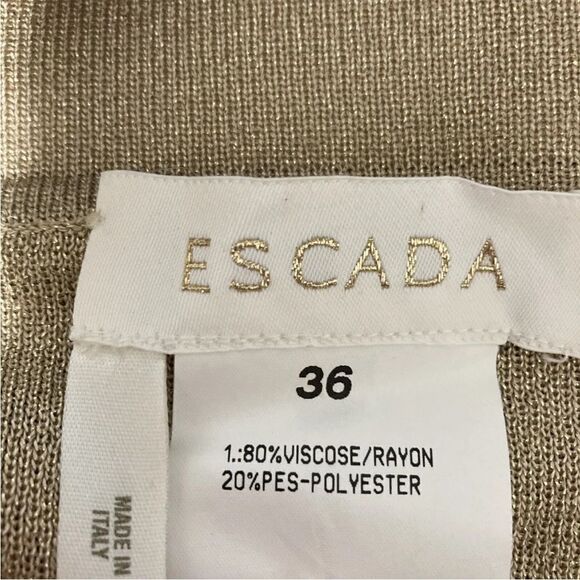 Vtg‎ 90s Y2K Escada Gold Glitter Tie Front Top Skirt Suit Metallic 34 S US 4 6 - Picture 4 of 10